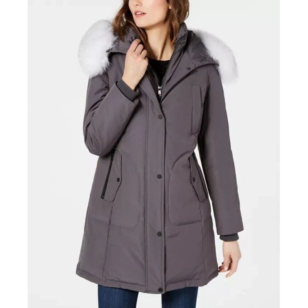 1 Madison Expedition Women's Fox Fur Trim Hooded Down Parka Coat L Large
